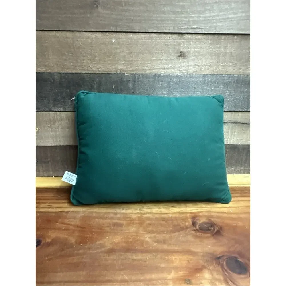 Vintage Merry Christmas Tapestry Throw Pillow Green Back 15x11